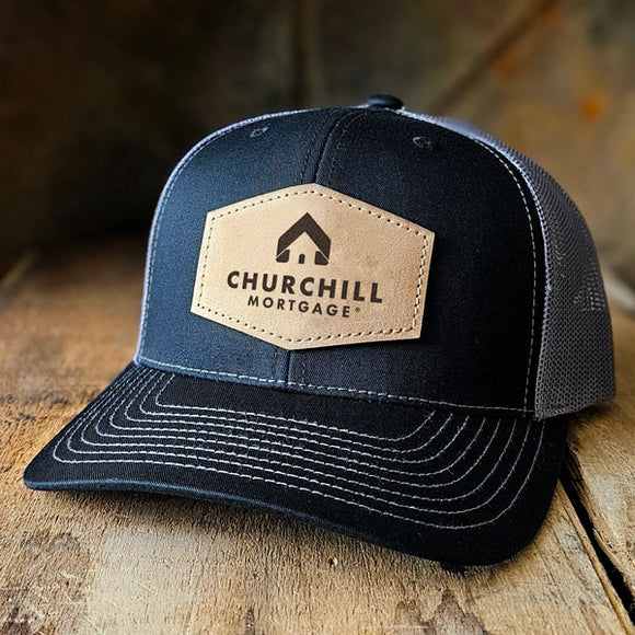 Trucker Snapback w/ Tan Leather Patch