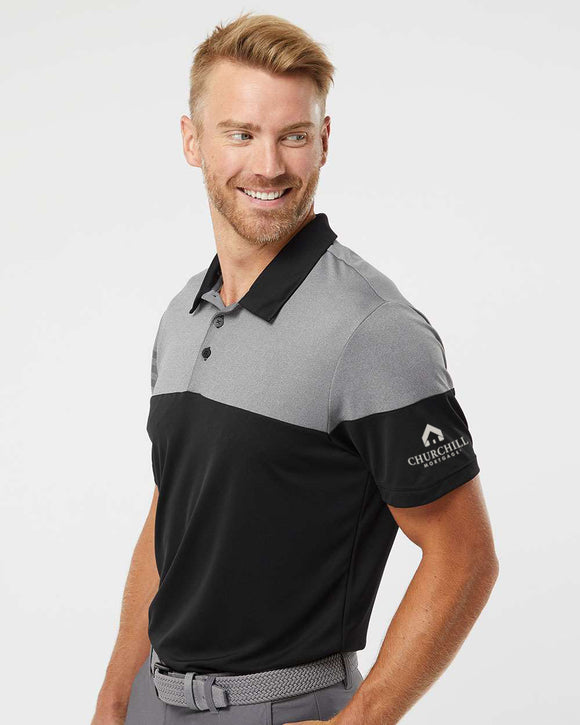 Men's Adidas - Heathered 3-Stripes Colorblock Polo