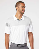 Men's Adidas - Heathered 3-Stripes Colorblock Polo